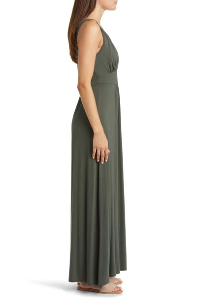 Shop Loveappella Empire Waist Sleeveless Maxi Dress In Olive