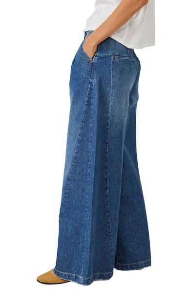 Shop Free People Equinox Wide Leg Trouser Jeans In Lake Life