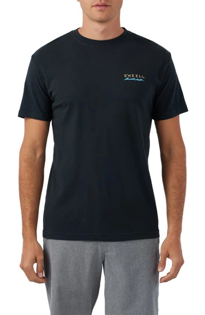 Shop O'neill Tidal Graphic T-shirt In Dark Charcoal