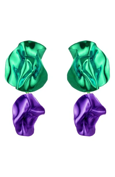 Shop Sterling King Flashback Fold Drop Earrings In Emerald - Violet