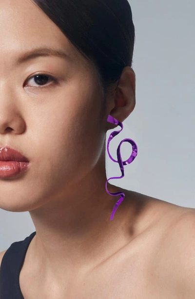 Sterling King Allegro Ribbon Drop Earrings In Violet