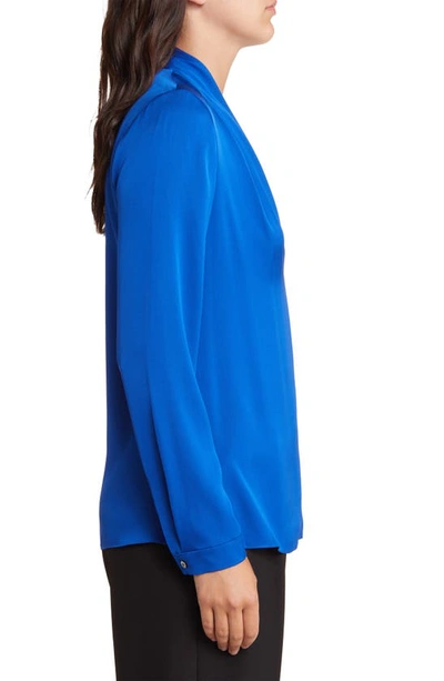 Shop Kobi Halperin Nellie Stretch Silk Georgette Top In Steel Blue