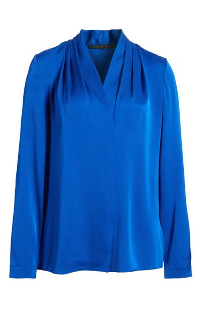Shop Kobi Halperin Nellie Stretch Silk Georgette Top In Steel Blue