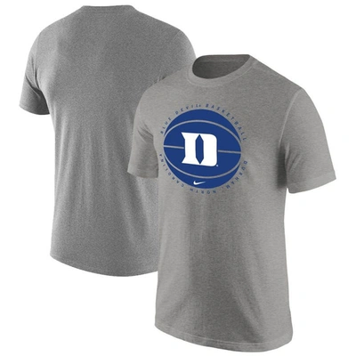 Shop Nike Heather Gray Duke Blue Devils Basketball Logo T-shirt