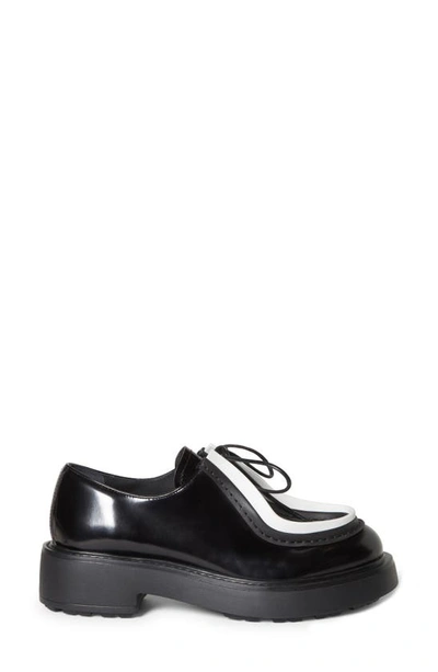 Shop Prada Show Cutout Loafer In Black/ White