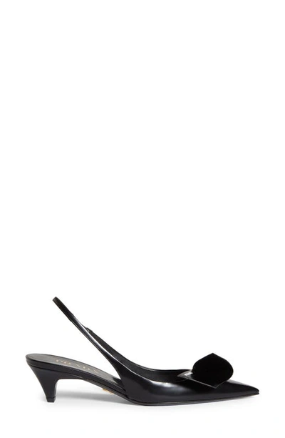 Shop Prada Fold Kitten Heel Slingback Pump In Black