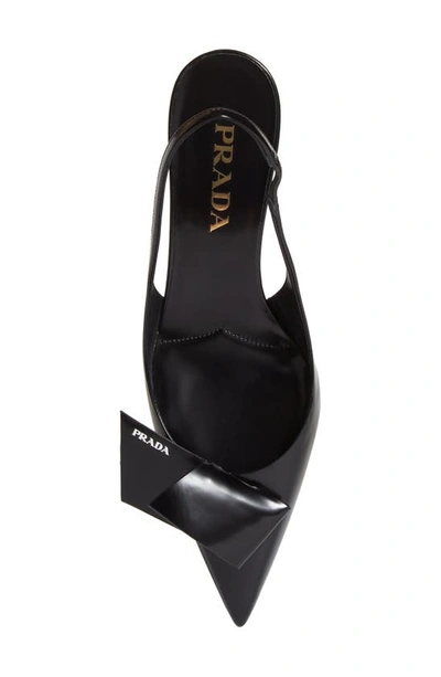 Shop Prada Fold Kitten Heel Slingback Pump In Black