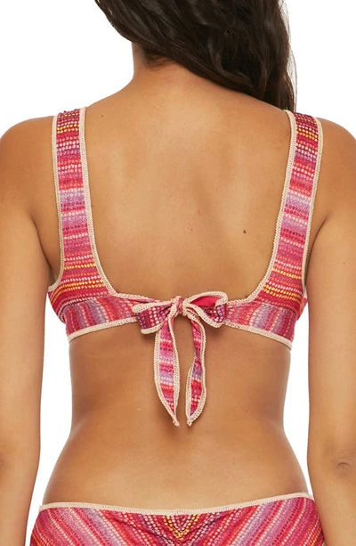 Shop Becca Rainbow Sunset Metallic Stripe Bikini Top In Pink Multi