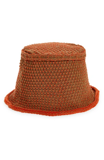 Shop Eckhaus Latta Field Cotton Bucket Hat In Persimmon