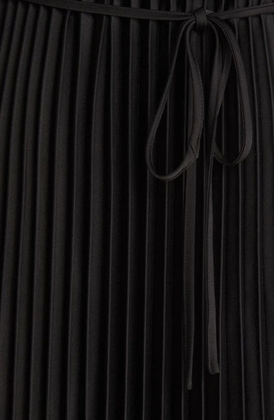 Shop Sam Edelman Hammered Satin Plissé Dress In Black