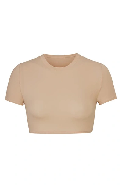 Shop Skims Fits Everybody Crop T-shirt In Clay