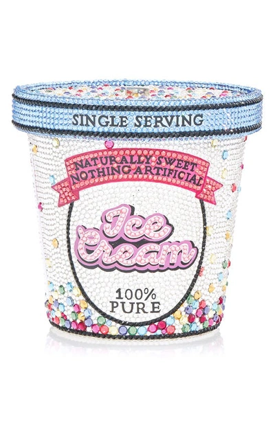 Shop Judith Leiber Birthday Ice Cream Pint Clutch In Silver Rhine Multi