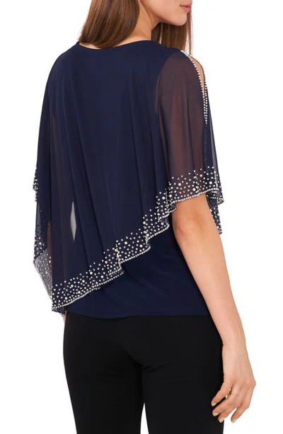 Shop Chaus Imitation Pearl Bead Overlay Cape Top In Navy