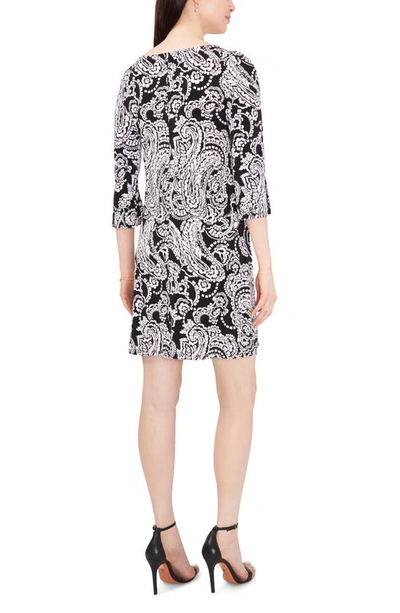 Shop Chaus Paisley Bell Sleeve Shift Dress In Black/ White