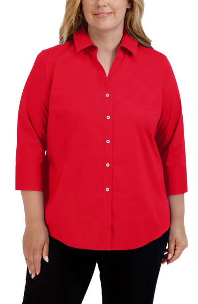 Foxcroft Mary Non-iron Stretch Cotton Button-up Shirt In Simply Red