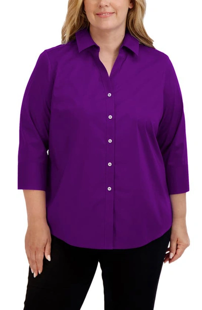 Shop Foxcroft Mary Non-iron Stretch Cotton Button-up Shirt In Orchid