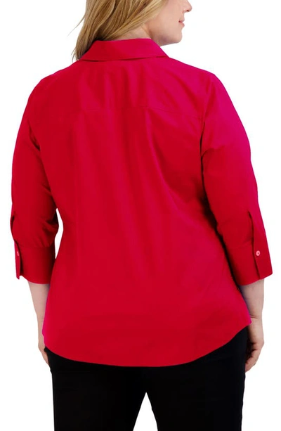 Foxcroft Mary Non-iron Stretch Cotton Button-up Shirt In Simply Red