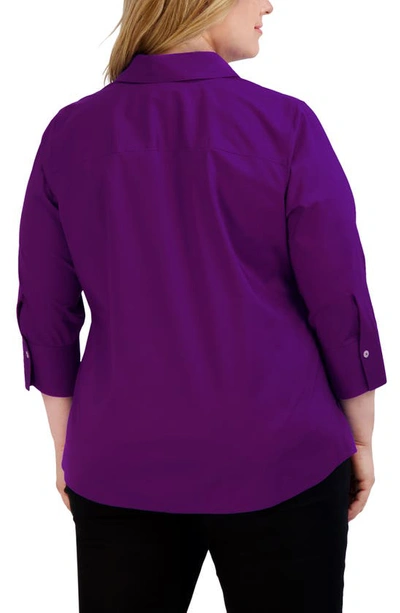 Shop Foxcroft Mary Non-iron Stretch Cotton Button-up Shirt In Orchid
