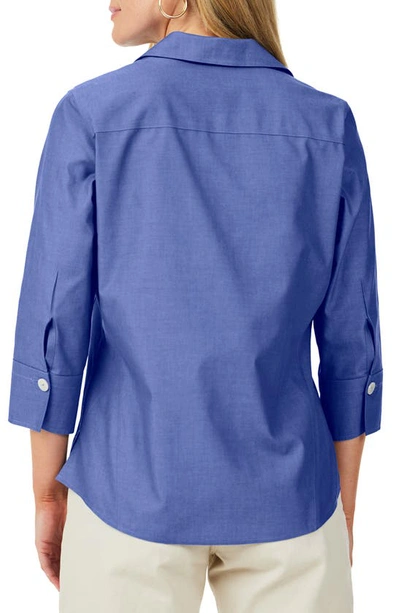 Shop Foxcroft Paityn Non-iron Cotton Shirt In Dark Chambray