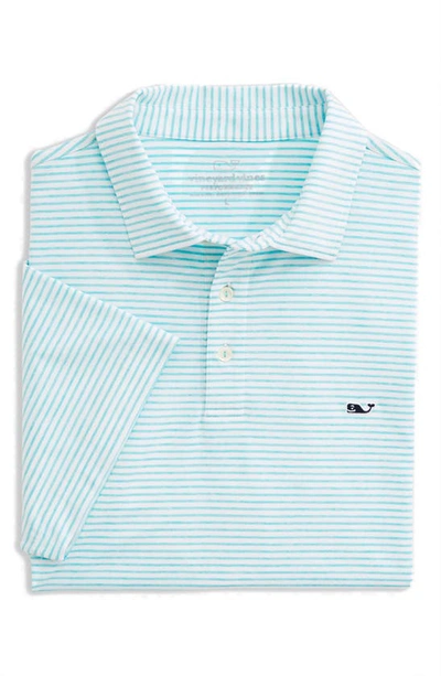 Shop Vineyard Vines Bradley Stripe Sankaty Performance Polo In Andros Blue Tejeda