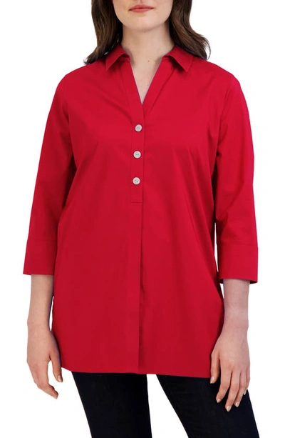 Shop Foxcroft Pamela Stretch Button-up Tunic In Simply Red