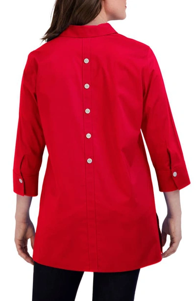 Foxcroft Pamela Stretch Button-up Tunic In Simply Red