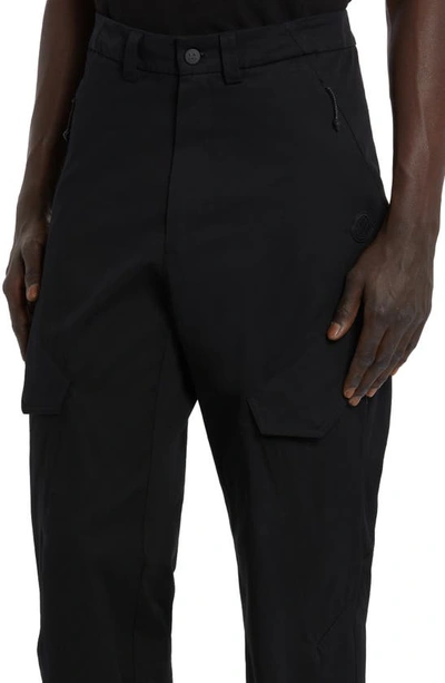 Shop Moncler Cotton Stretch Gabardine Cargo Trousers In Black