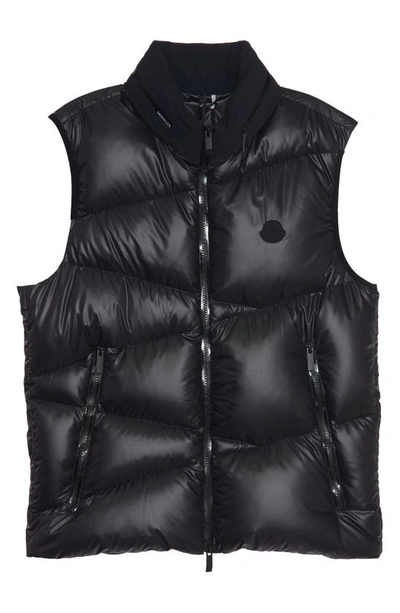 Shop Moncler Tago Quilted Recycled Polyester Down Vest In Black