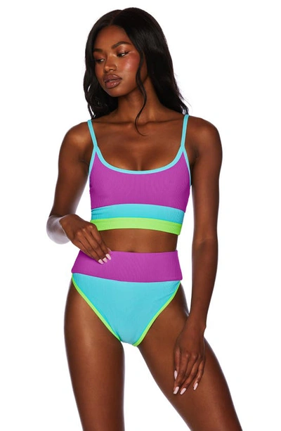 Beach Riot Eva Colorblock Bikini Top In Cool Fluorecents