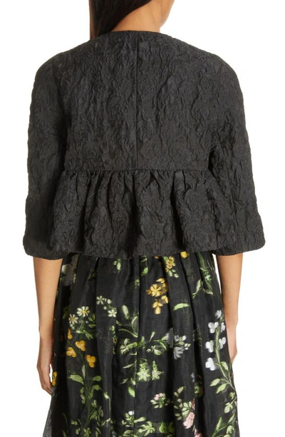 Shop Erdem Crystal Button Crop Silk Jacquard Jacket In Black