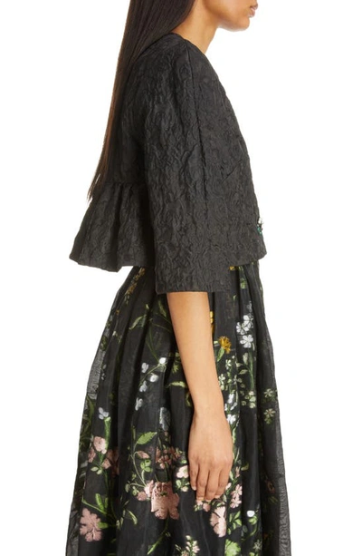 Erdem Crystal-embellished Textured Cropped Jacket In Black