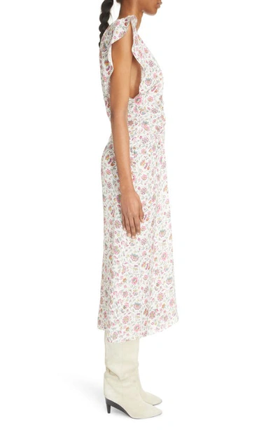 Shop Isabel Marant Lyndsay Floral Center Ruched Dress In Ecru