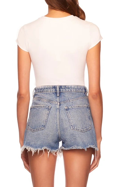 Susana Monaco Short-sleeve Fitted Crewneck Tee In Sugar