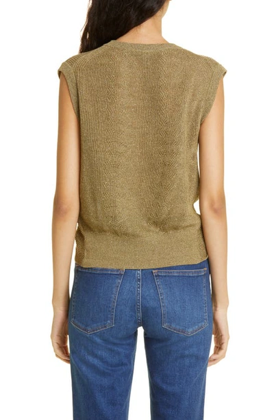Shop Veronica Beard Kellen Twist Front Linen Blend Sweater In Army