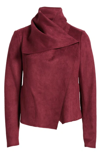 Shop Anne Klein Faux Suede Asymmetric Jacket In Chianti