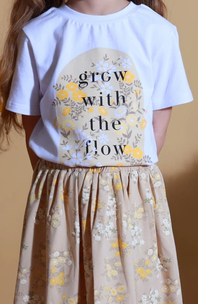Shop Tiny Tribe Kids' Grow With The Flow Cotton Graphic T-shirt & Floral Skirt Set In Multi