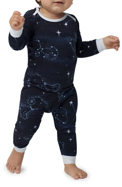 Shop Bedhead Pajamas X Peanuts® Boo Boo Fitted Stretch Organic Cotton Two-piece Pajamas In Celestial Snoopy