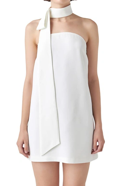Grey Lab Women's Choker Tie Mini Dress In White