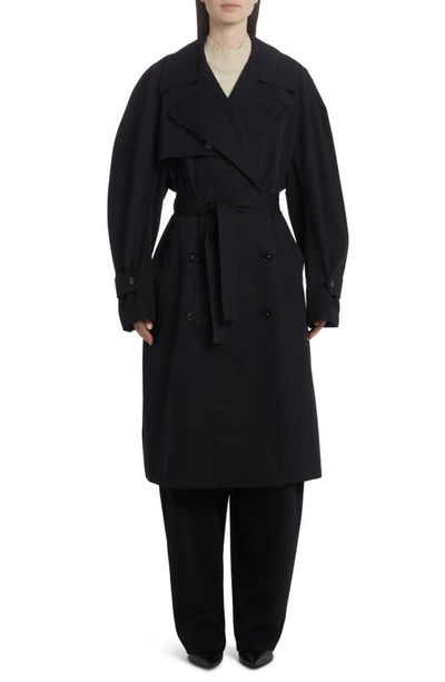 Shop Stella Mccartney Iconic Cotton Trench Coat In 1000 Black