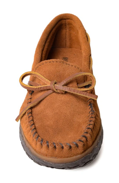 Shop Minnetonka Tie Tread Slipper In Brown