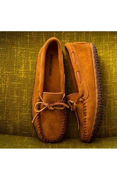 Shop Minnetonka Tie Tread Slipper In Brown