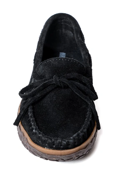 Shop Minnetonka Tie Tread Slipper In Black