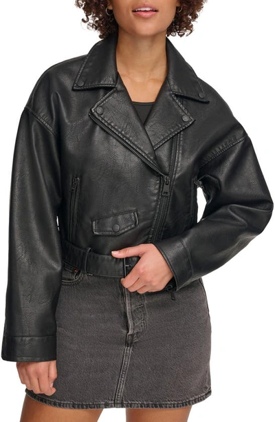 Shop Levi's Faux Leather Moto Jacket In Black