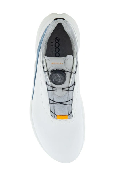 Shop Ecco Biom® H4 Boa® Waterproof Golf Shoe In White/ Retro Blue