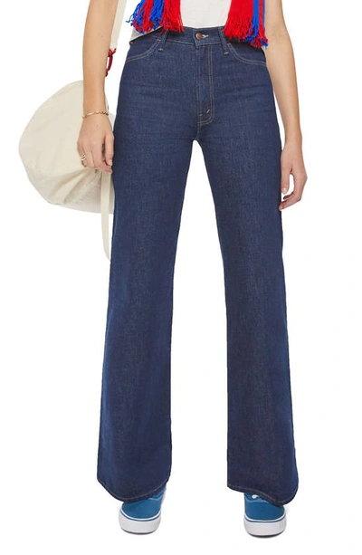 Shop Mother The Hustler Roller Bonafide Heel Wide Leg Jeans In Dude, Where Are My Jeans?