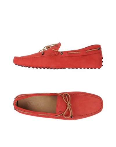 Shop Tod's Moccasins In Red
