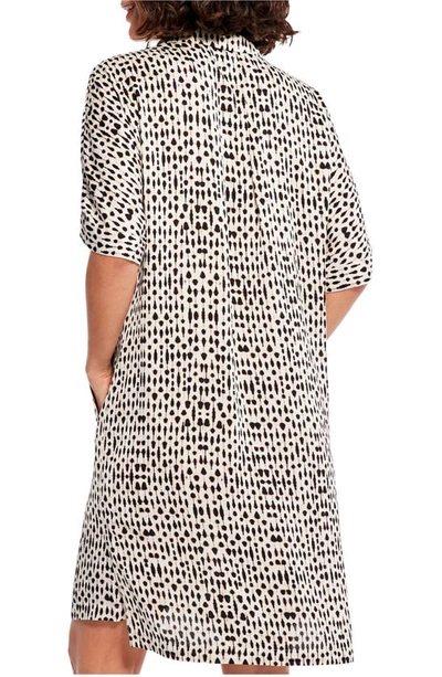 Nic + Zoe Plus Size Inky Dots Button-down Midi Dress In White Multi