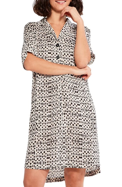 Nic + Zoe Plus Size Inky Dots Button-down Midi Dress In White Multi