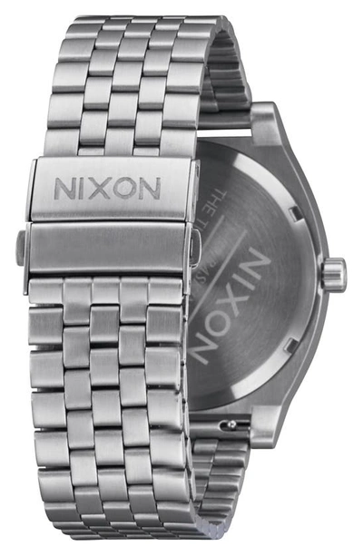 Shop Nixon Time Teller Solar Bracelet Watch, 40mm In Silver / Jade Sunray