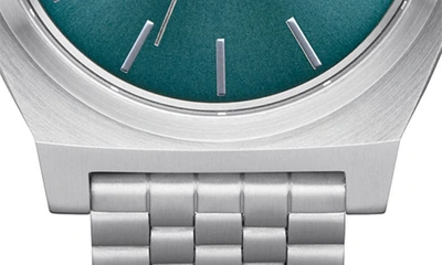 Shop Nixon Time Teller Solar Bracelet Watch, 40mm In Silver / Dusty Blue Sunray
